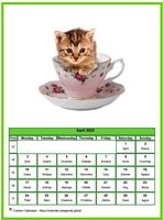 April 2023 calendar of serie 'Cats'
