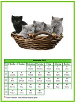 November 2023 calendar of serie 'cats'