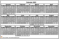 2023 calendar to print, mini format 4x3
