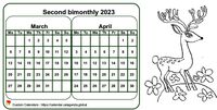 Two-month 2023 coloring calendar
