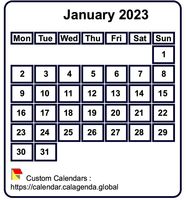 February 2023 mini white calendar