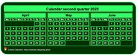 2023 quarterly mini green calendar