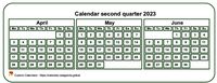 2023 quarterly mini white calendar
