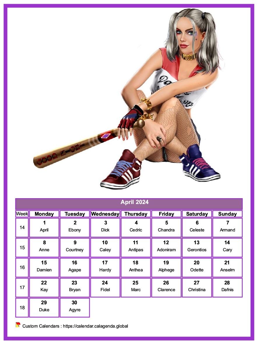 Calendar April 2024 women