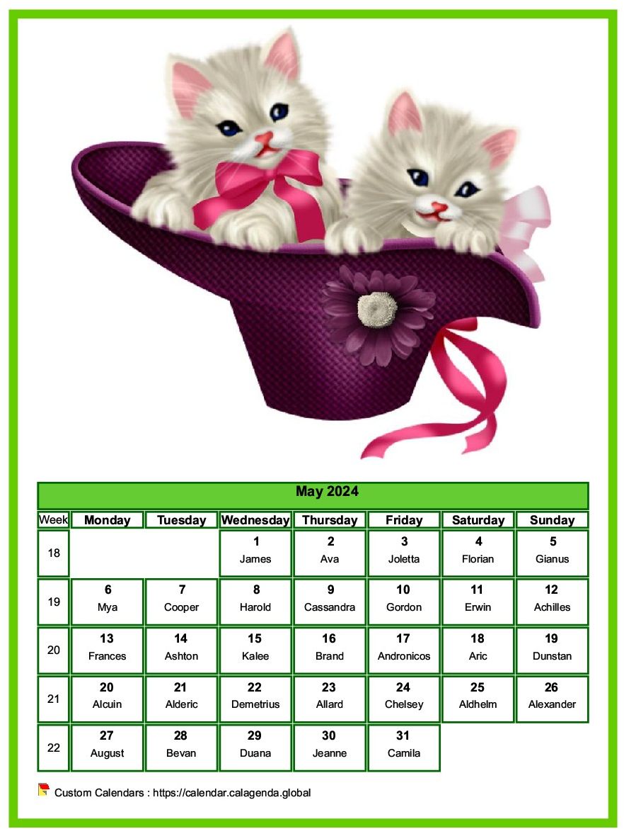 Calendar May 2024 cats