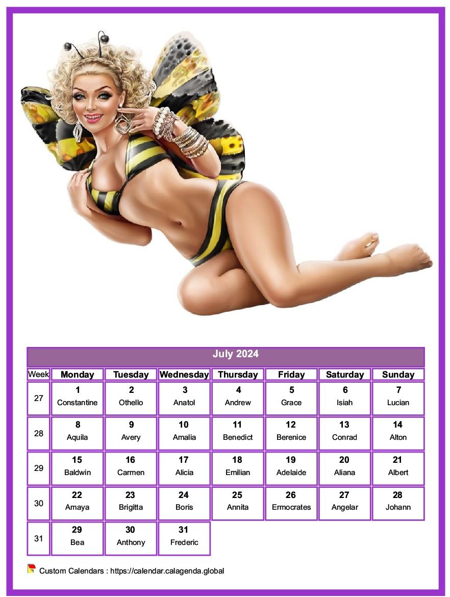 Calendar July 2024 women
