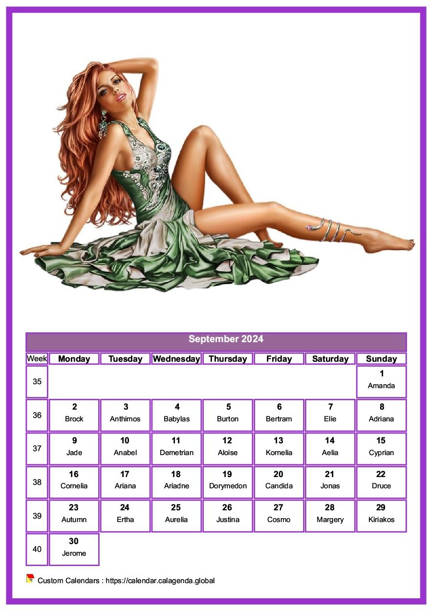 Calendar September 2024 women