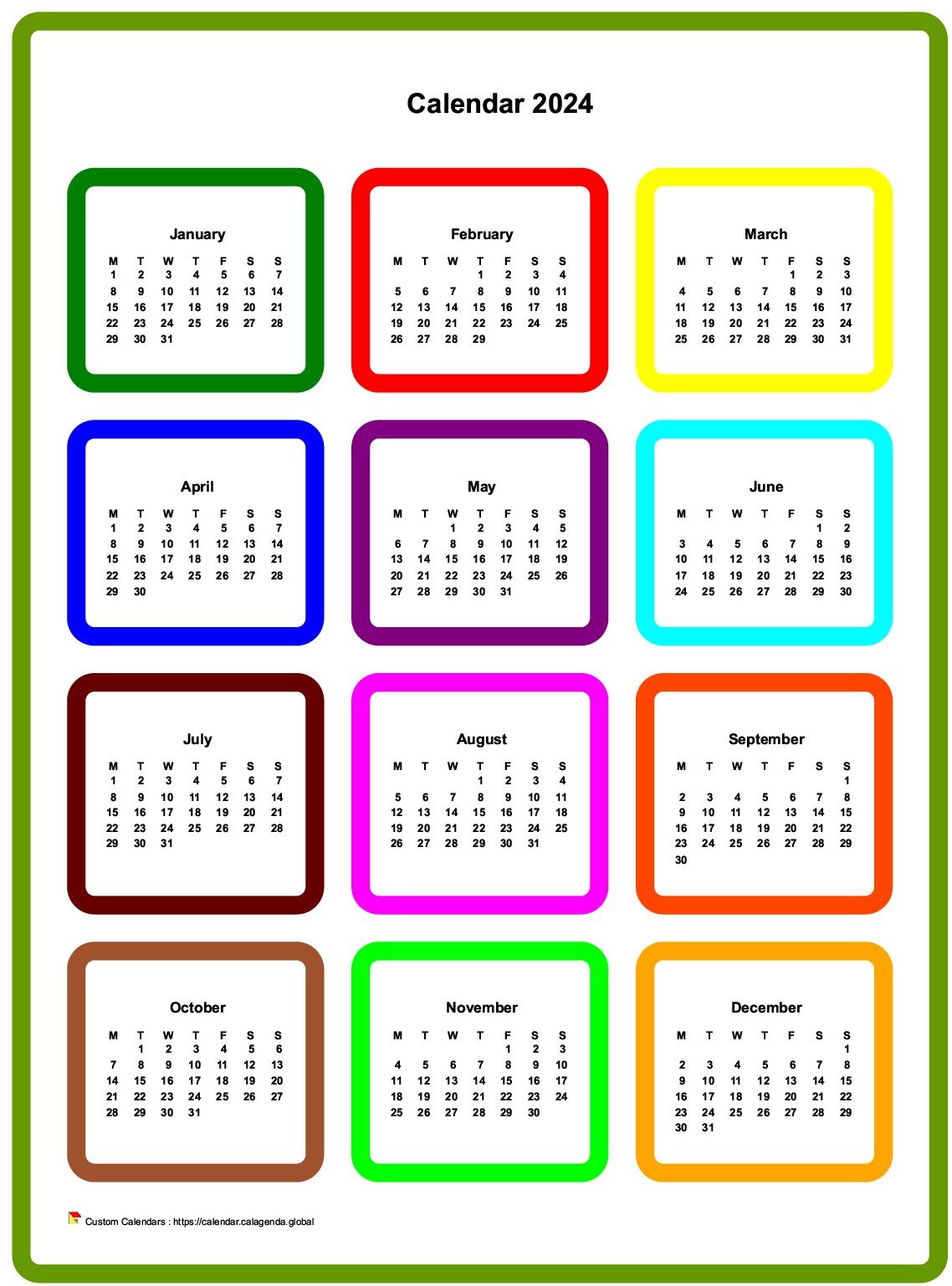 Calendar 2024 annual colored
