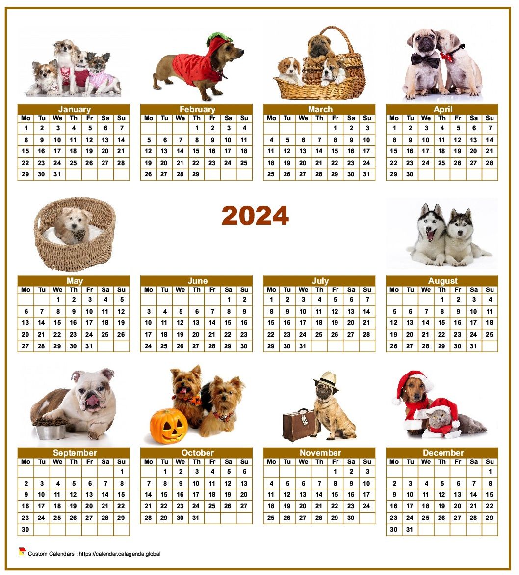 Calendar 2024 annual special 'dogs ' with 10 photos