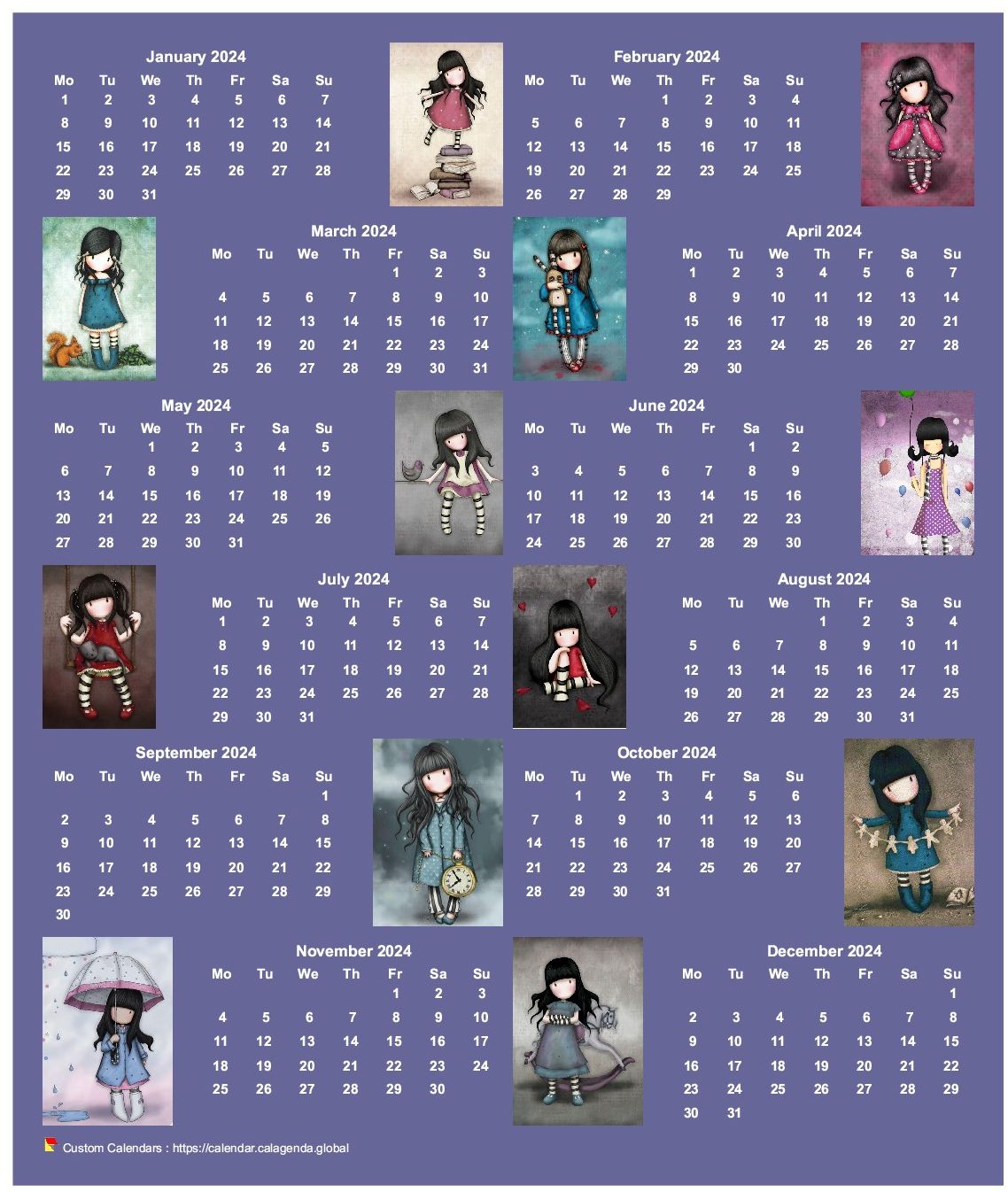 Calendar 2024 annual Gorjuss