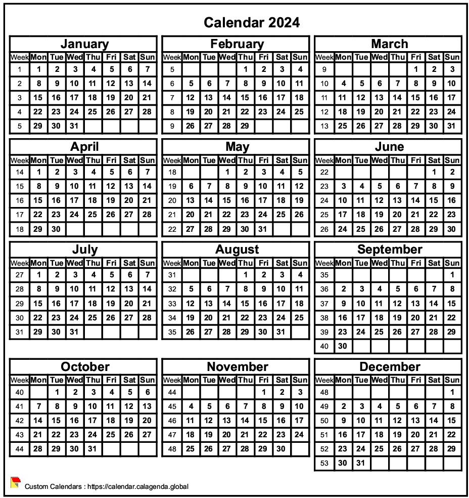 Calendar 2024 format portrait