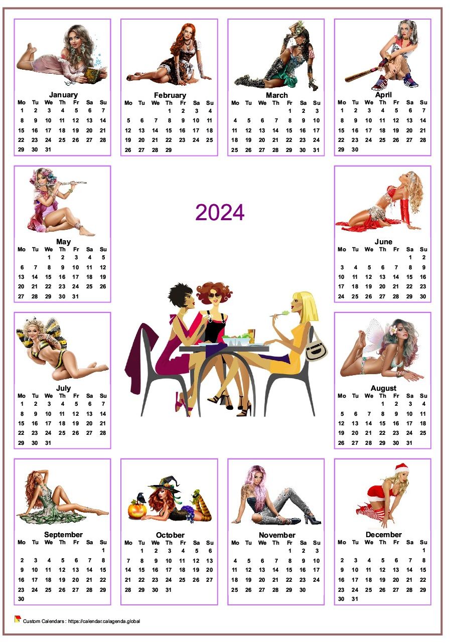  2024 annual calendar tubes women