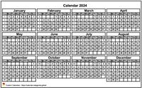 2024 calendar to print, mini format 4x3