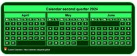 Quarterly mini green calendar