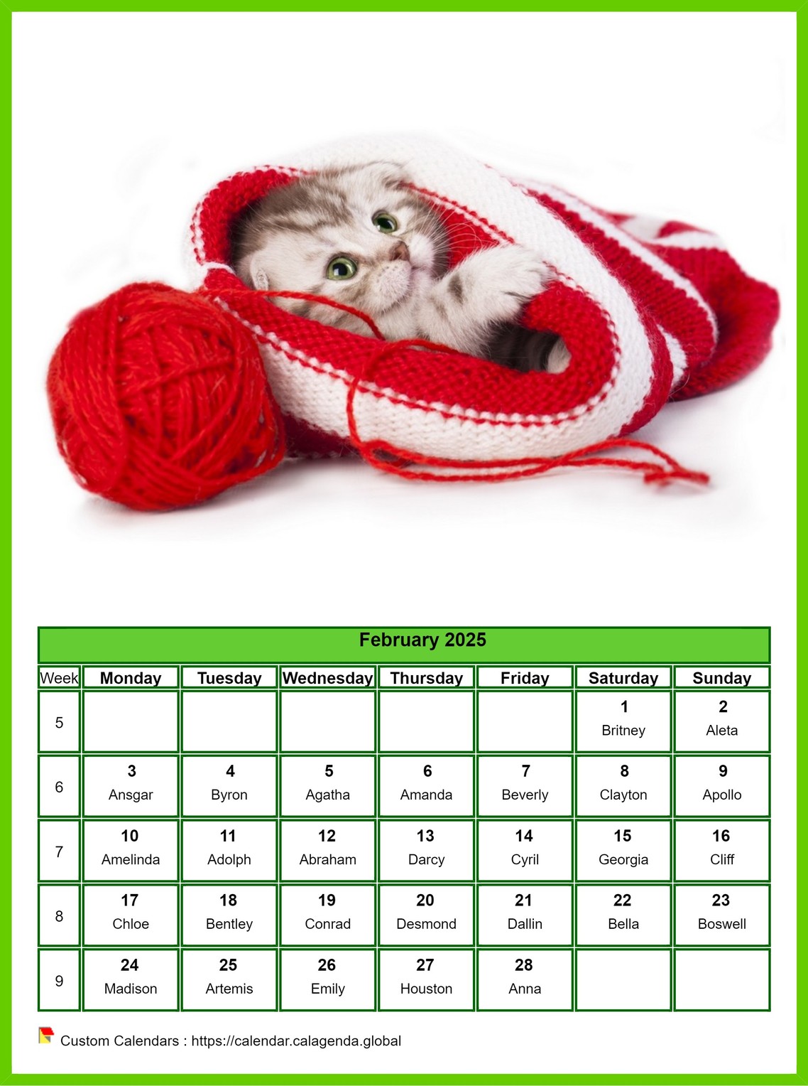 Calendar February 2025 cats