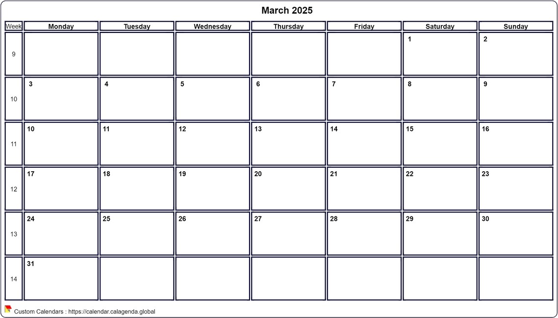 Calendar March 2025