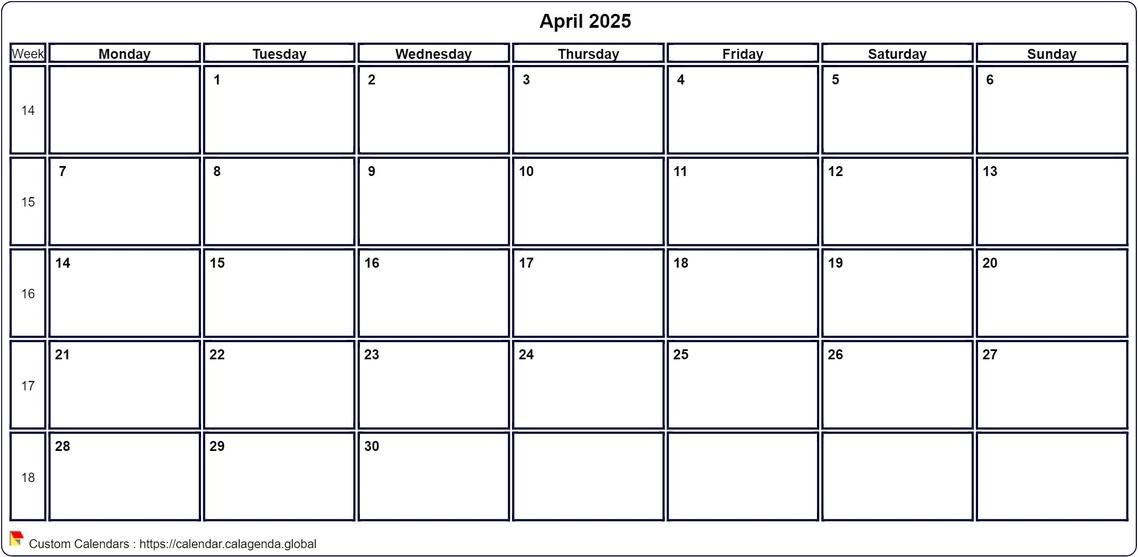 Calendar April 2025