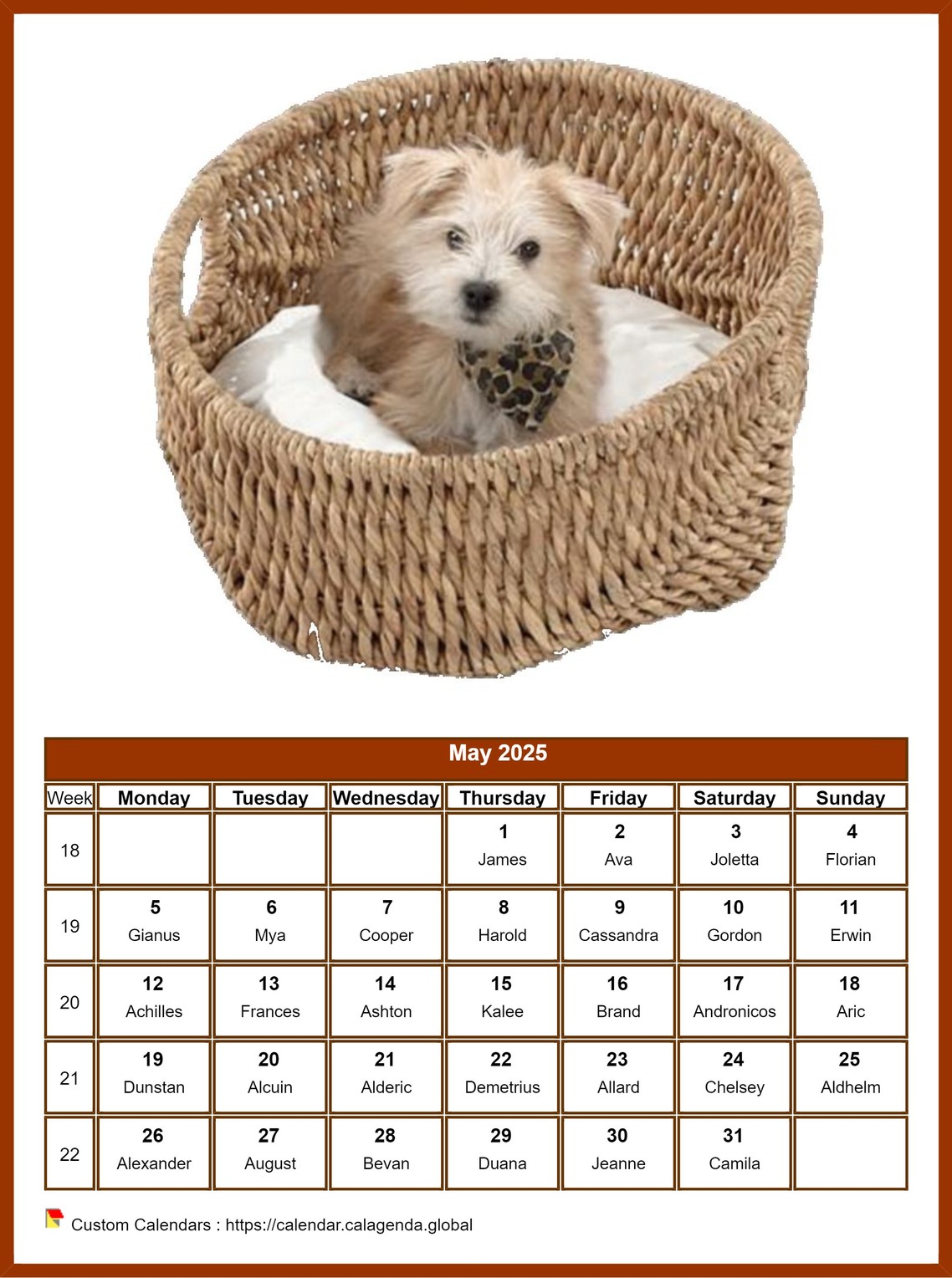 Calendar May 2025 dogs