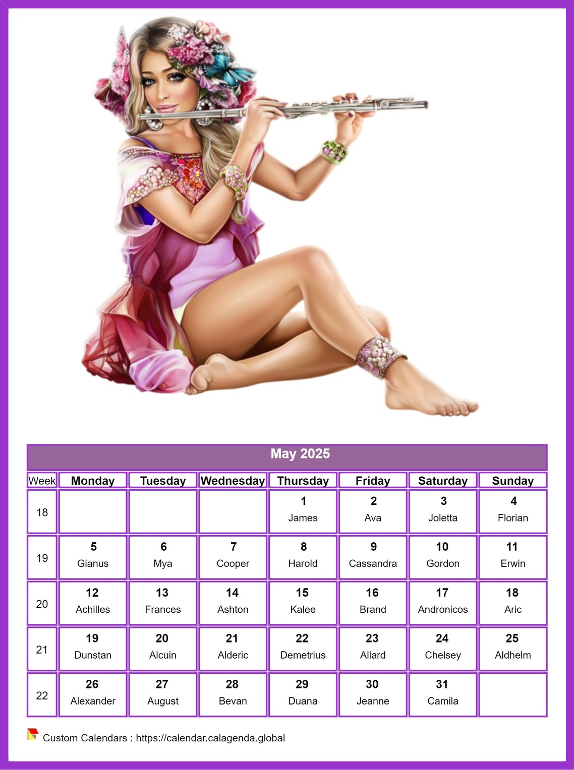Calendar May 2025 women