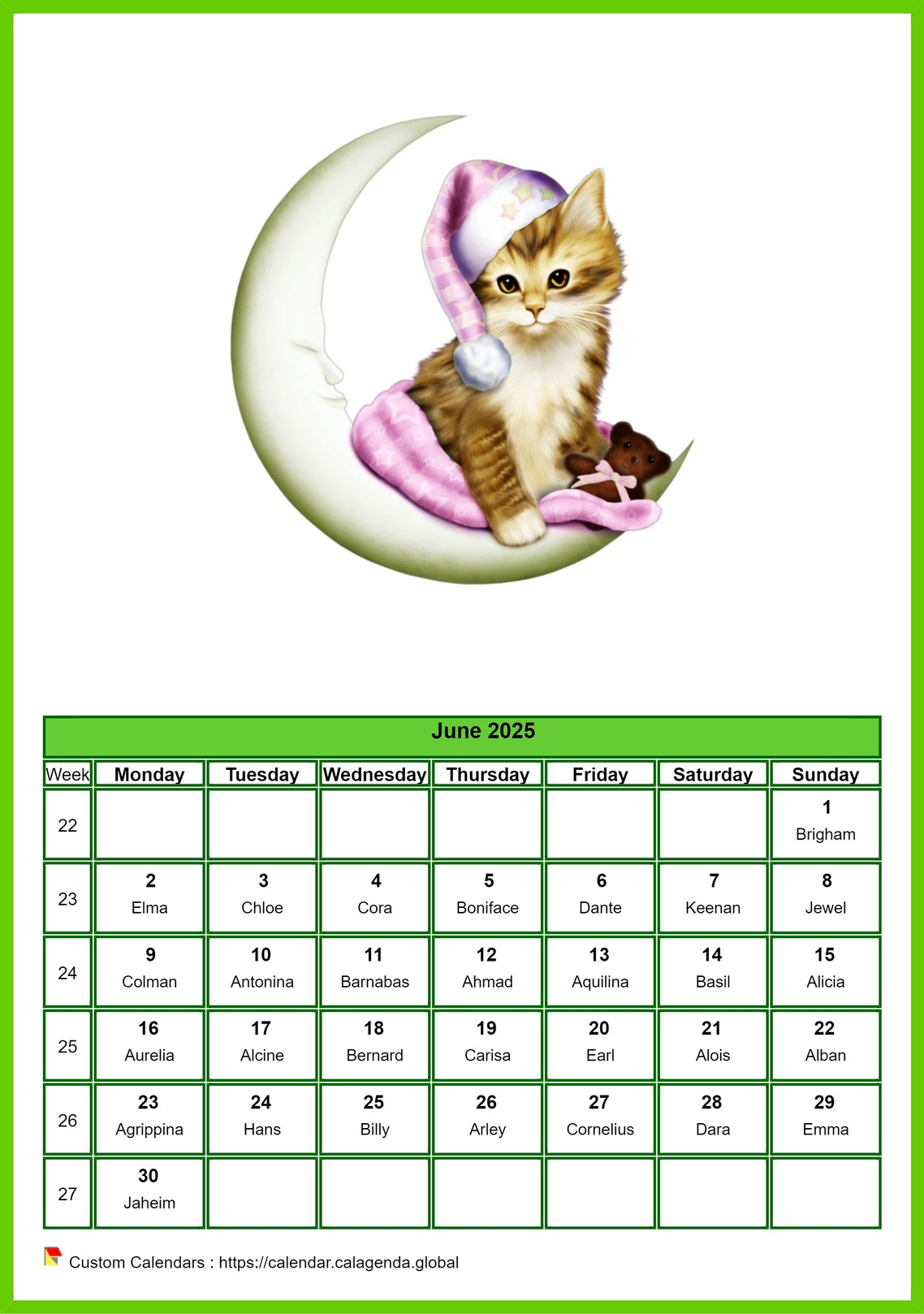 Calendar June 2025 cats