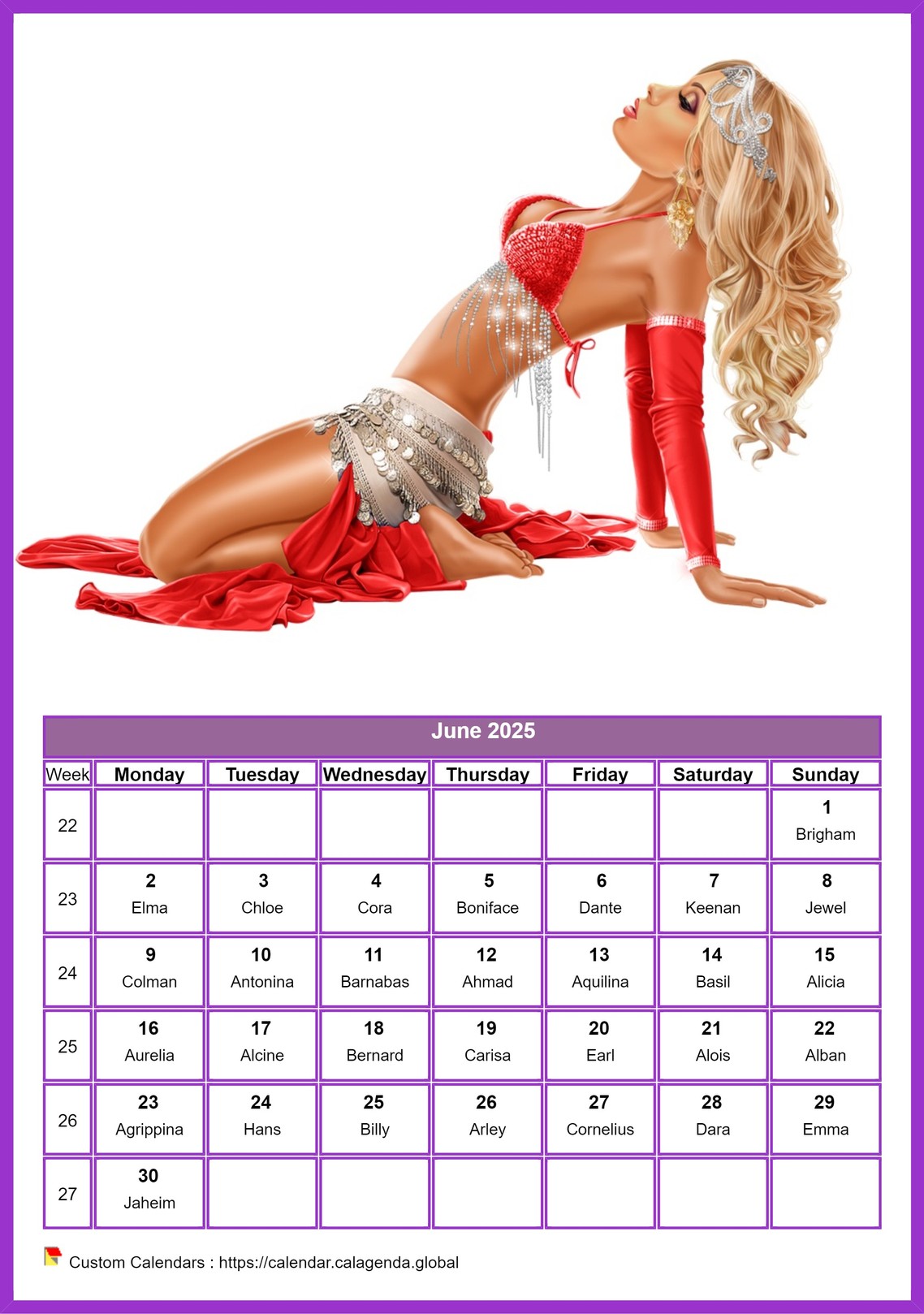 Calendar June 2025 women