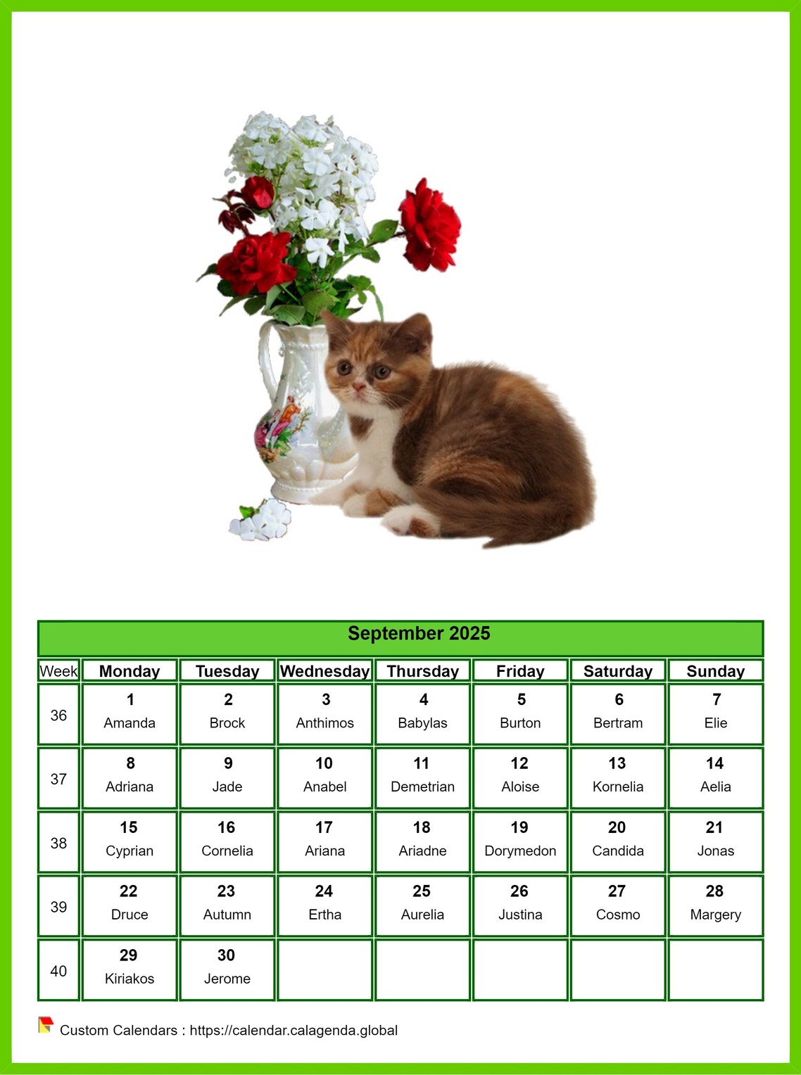 Calendar September 2025 cats