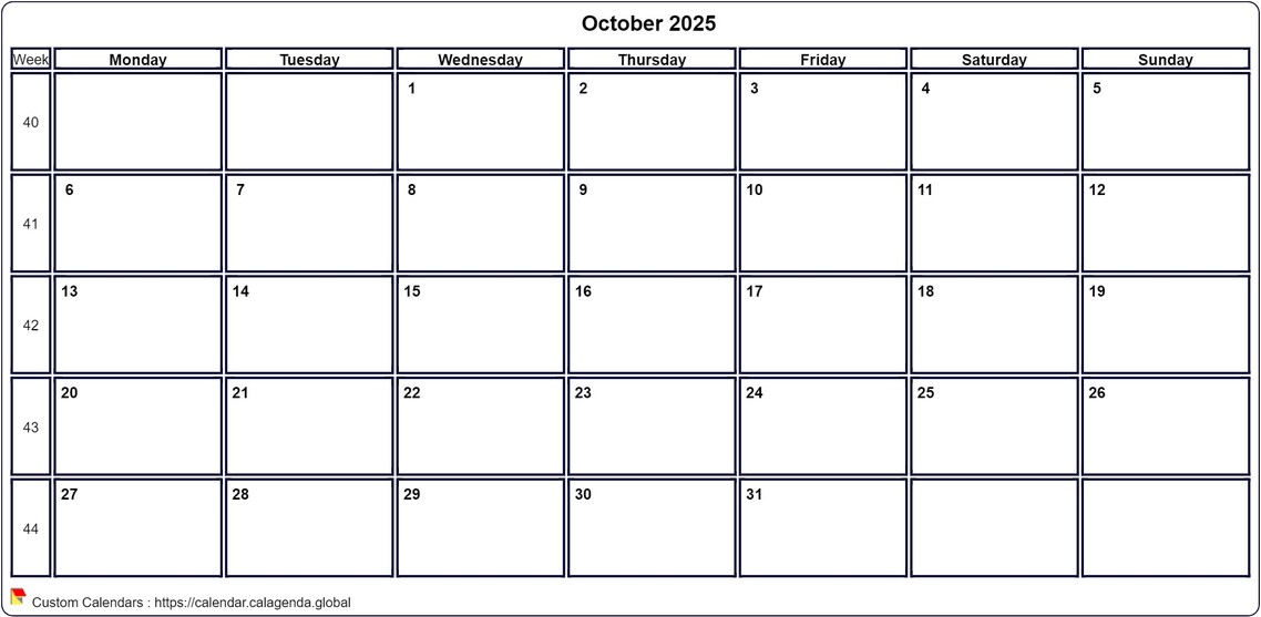 Calendar October 2025