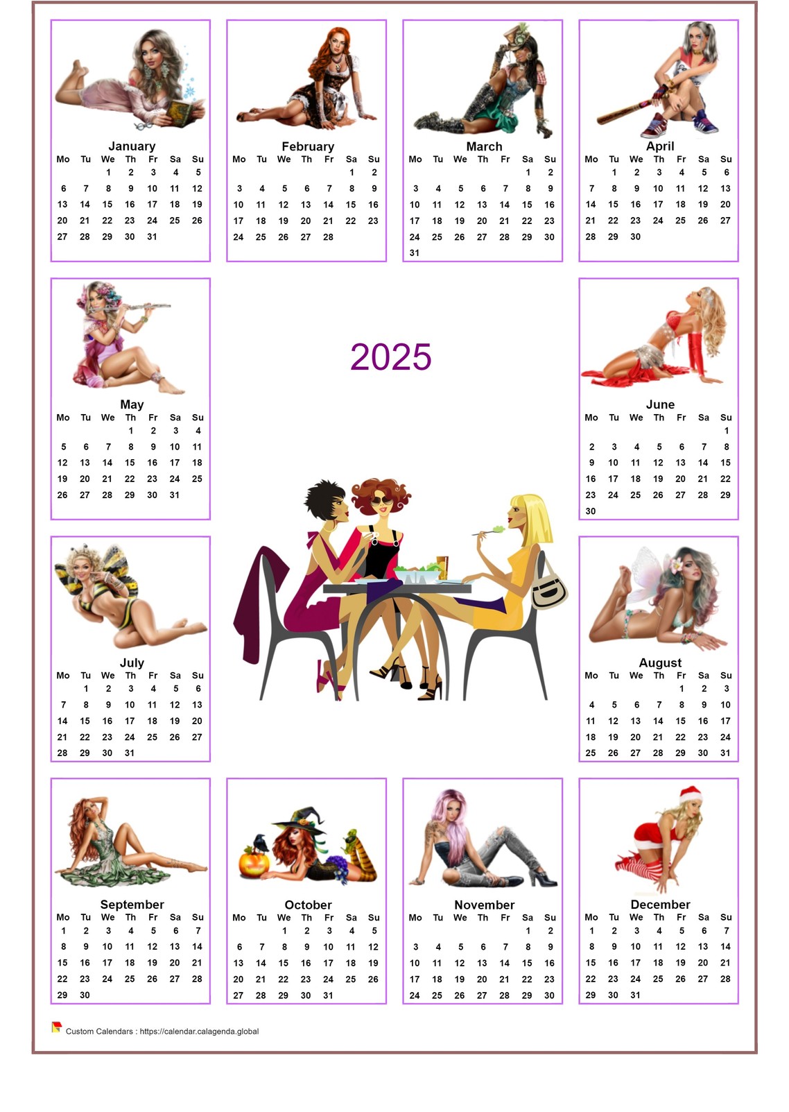  2025 annual calendar tubes women