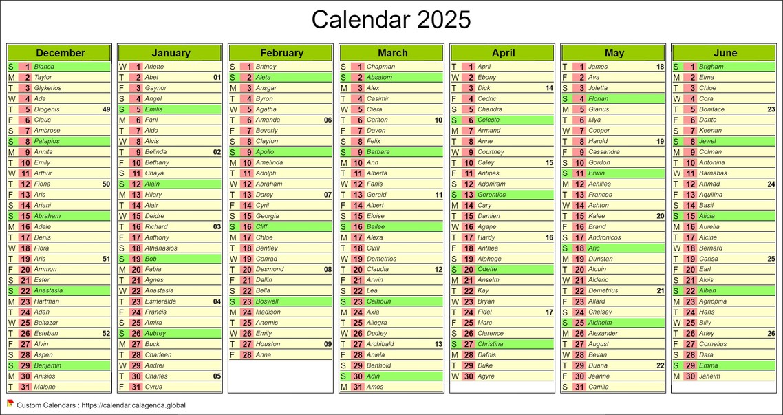 Calendar 2025 half-year of seven months