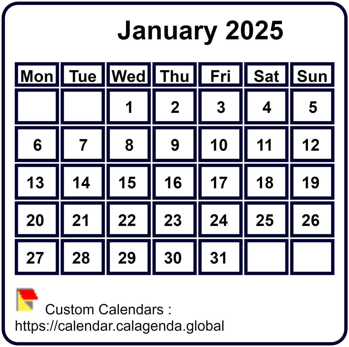 Calendar monthly 2025 to print, white background, tiny size, pocket size, special wallet