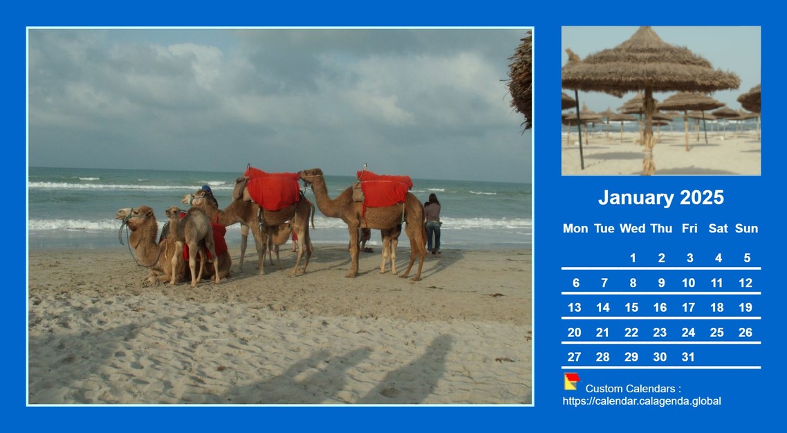 Calendar monthly 2025 with two photos