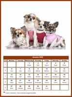 January 2025 calendar of serie 'dogs'