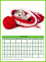 February 2025 calendar of serie 'Cats'