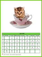 April 2025 calendar of serie 'Cats'
