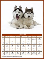 August 2025 calendar of serie 'dogs'