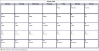 2025  calendar August blank format landscape