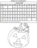 October 2025 coloring calendar