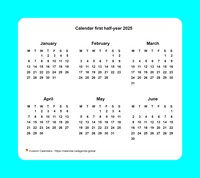 2025 half-year calendar with border