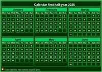 2025 semi-annual mini green calendar