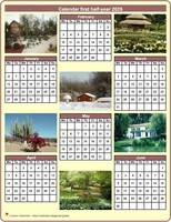 2025 half-year calendar with a different photo each month