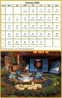 Monthly 2025 calendar with photo below