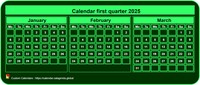 2025 quarterly mini green calendar