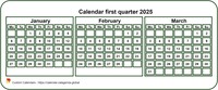 2025 quarterly mini white calendar