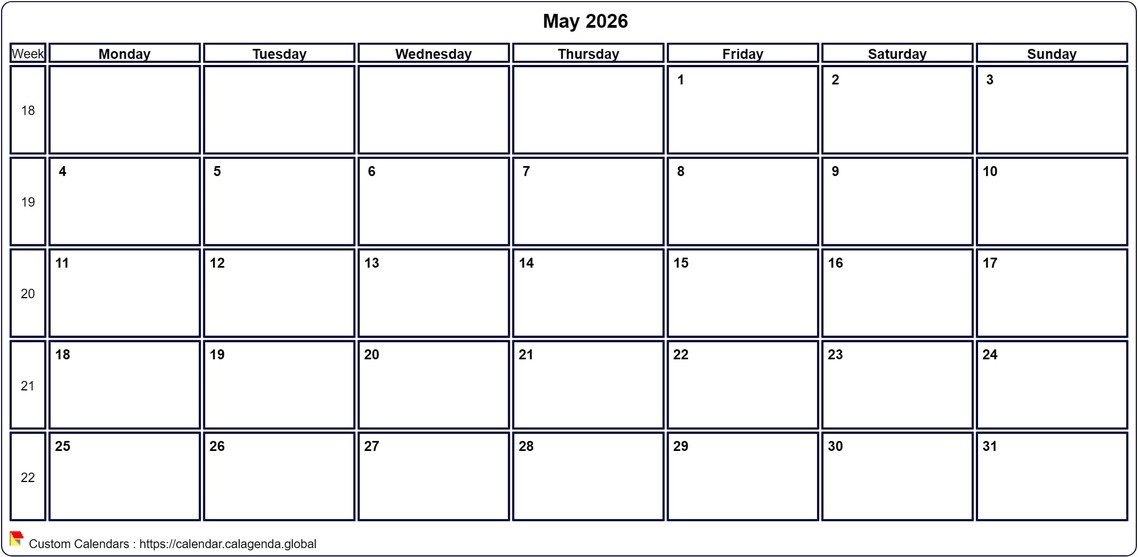 Calendar May 2026