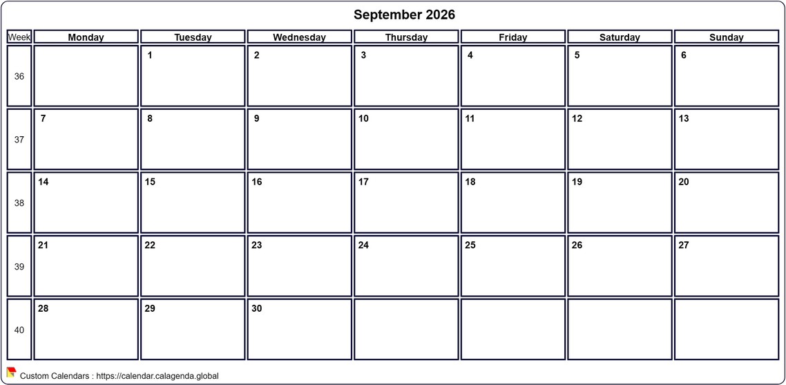 Calendar September 2026