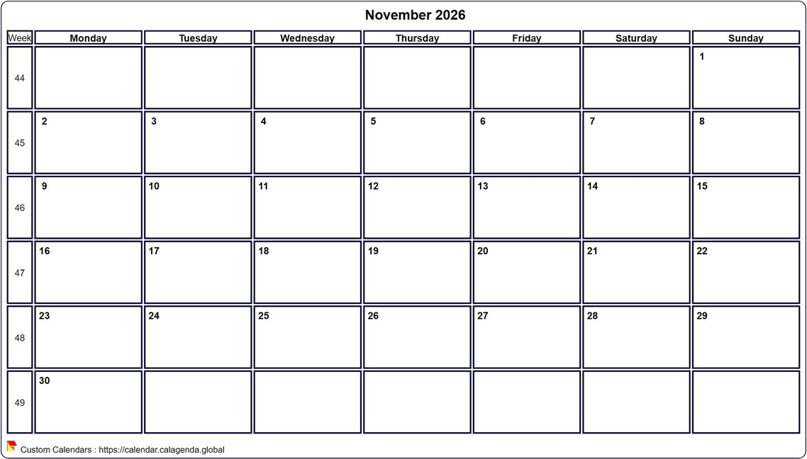Calendar November 2026