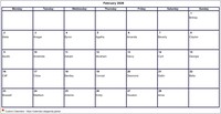 2026  calendar February blank format landscape