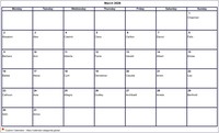 2026  calendar March blank format landscape