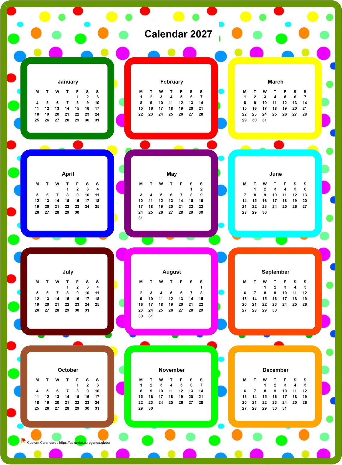 Calendar 2027 annual colored