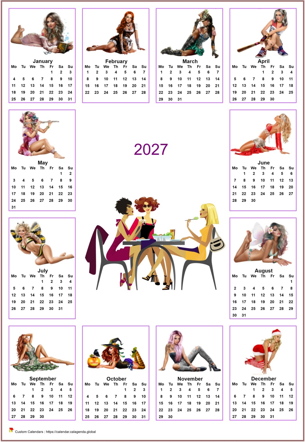  2027 annual calendar tubes women